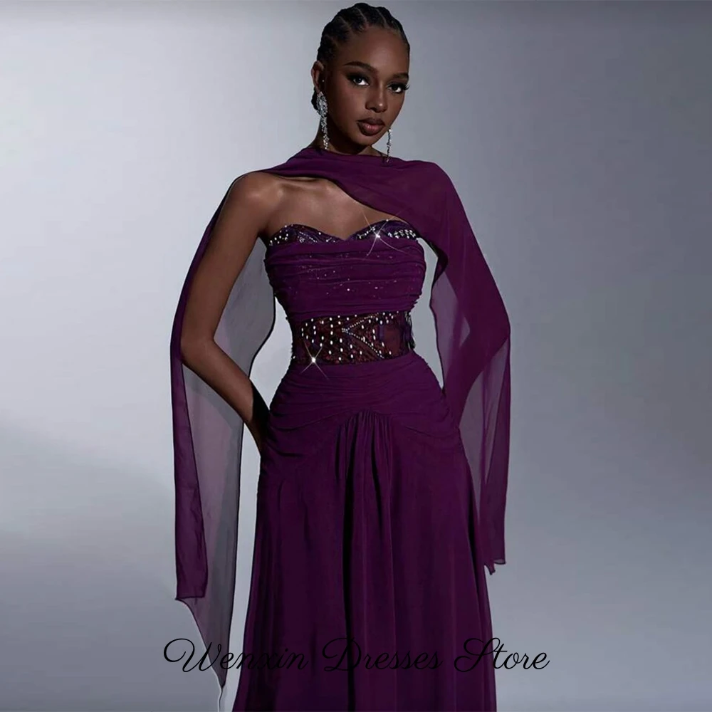 

Sexy Mermaid Evening Dress Elegant Strapless Crystal Sweep Train Customized Celebrity Gowns Sparkly Chiffon Prom Dresses