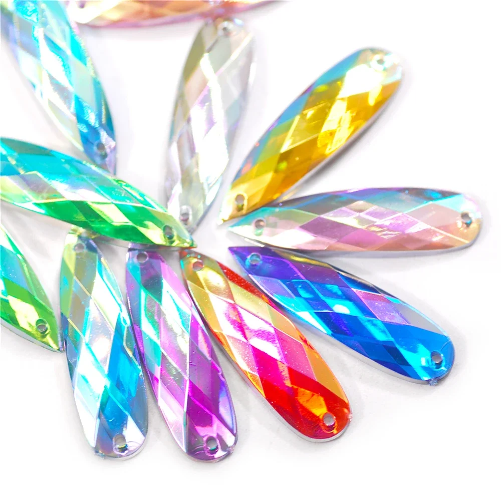 

500 шт./пакет 8x28 мм форма капли воды двойное отверстие акриловые стразы с плоским дном для женщин DIY украшения драгоценные камни