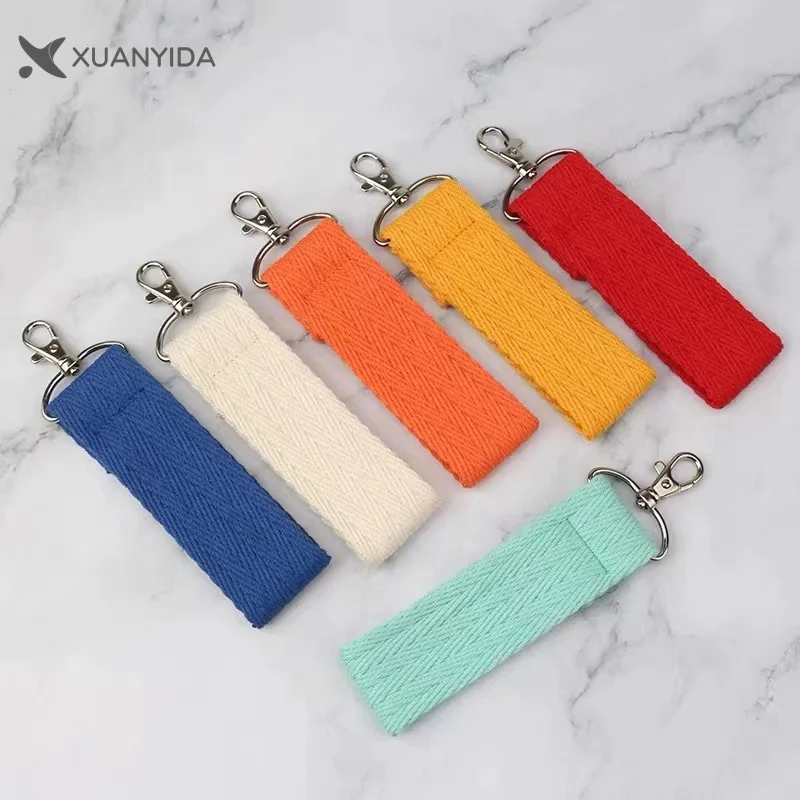 

Strap Keyring Solid Color Cotton Ribbon Key Chain For Women Girls DIY Keychian Key Baggage Tag Backpack Pendant Car Key Holder