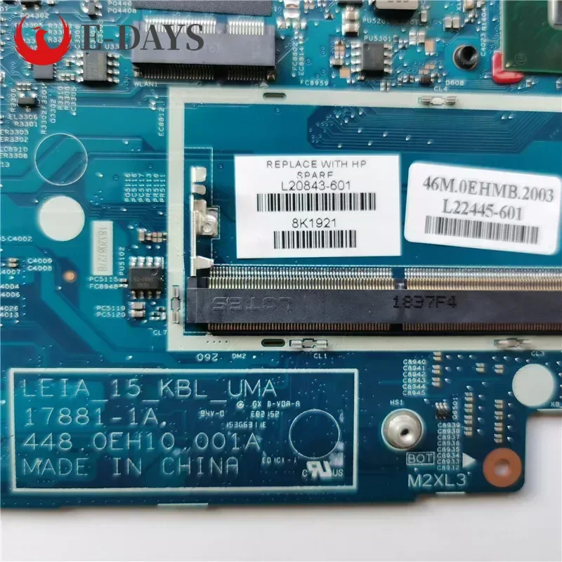 High QualityFor HP Pavilion X360 15-CR 15T-CR Laptop Motherboard 17881-1A Mainboard With I3 I5 I7 7th CPU UMA 100% Tested Okhigh