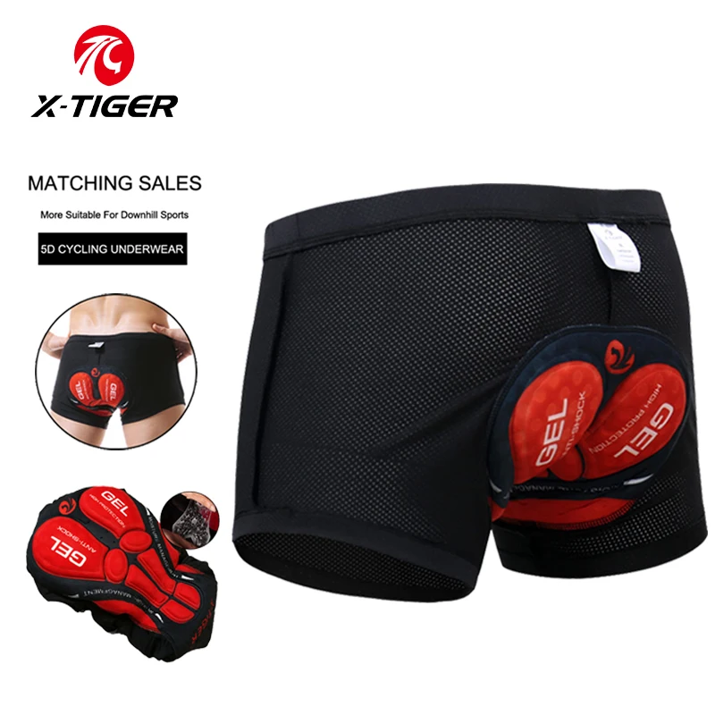 X-Tiger Cycling Shorts Breathable Mesh Shockproof Cycling Underwear 5D Pro Thickened Gel Pad Cycling Shorts