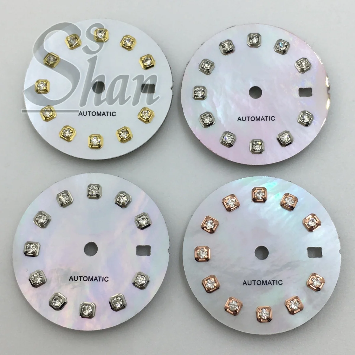 20.5mm pearl shell dial and hands gold and silver rose gold diamond index dial suitable for ladies' NH05 automatic movement