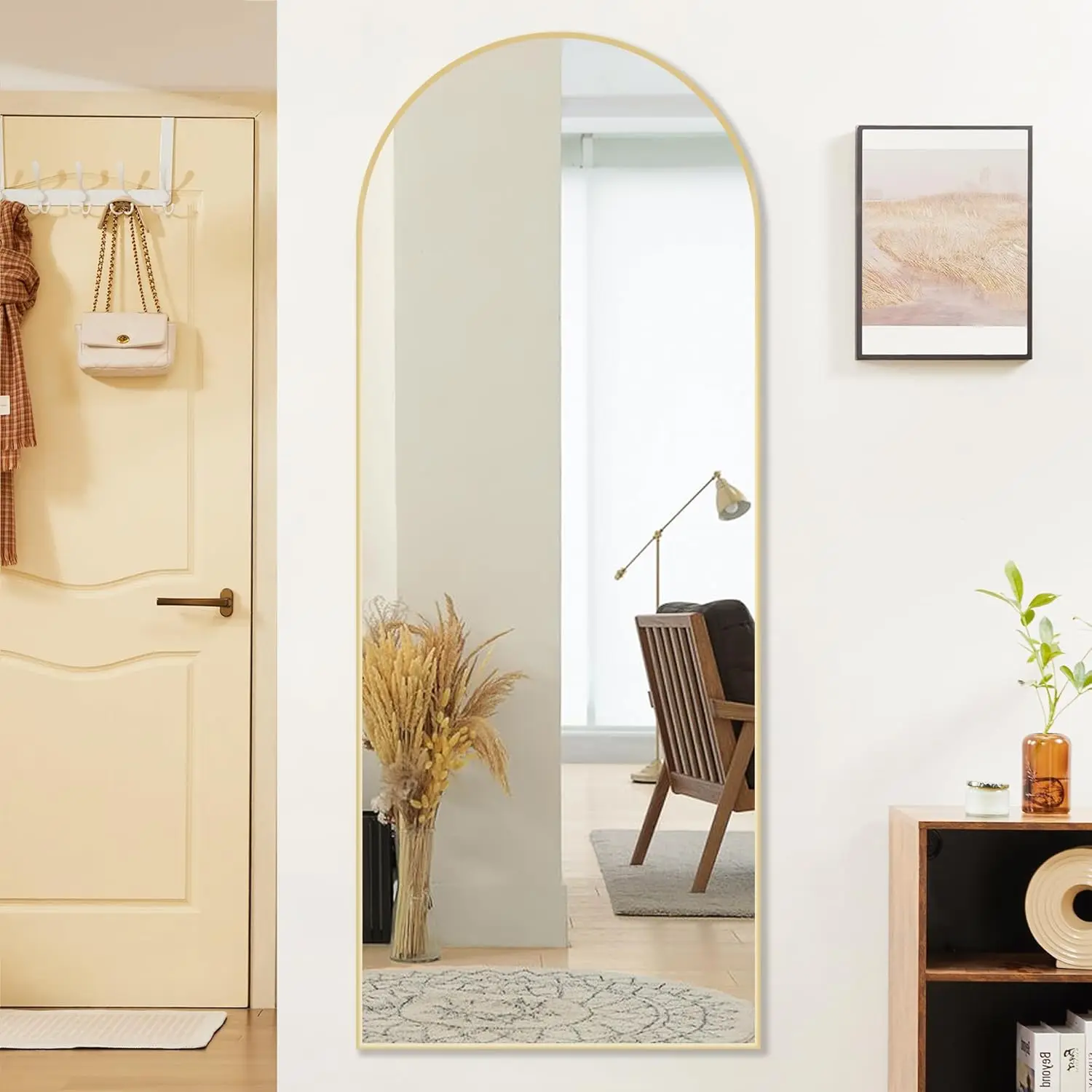 

64"x21" Arched Full Length Mirror, Standing or Leaning Full Body Mirror with Aluminum Alloy Thin Frame, Suitable for Bedroom