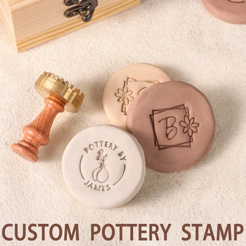 Custom Copper Ceramic Stamp Personalized Signature for 30mm Pottery & Polymer Clay Tool, Ideal Father's Day Gift, Art Supplies