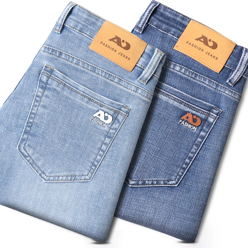 جديد الأعمال مستقيم الجينز الرجال الربيع الصيف رقيقة الموضة الكلاسيكية مستقيم سليم الدينيم السراويل مريحة العلامة التجارية الذكور الملابس #6