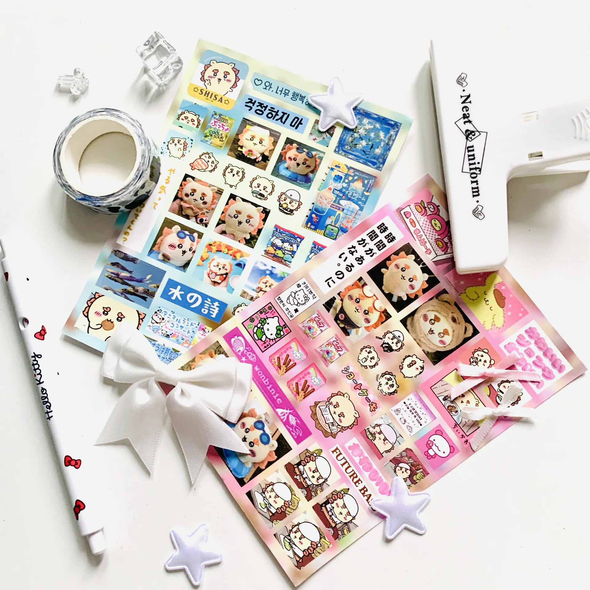 8pcs Chiikawa Die Cut Stickers Usagi Chestnut Manju Journal Material Waterproof Decals Scrapbook Diy Craft Cute Decor