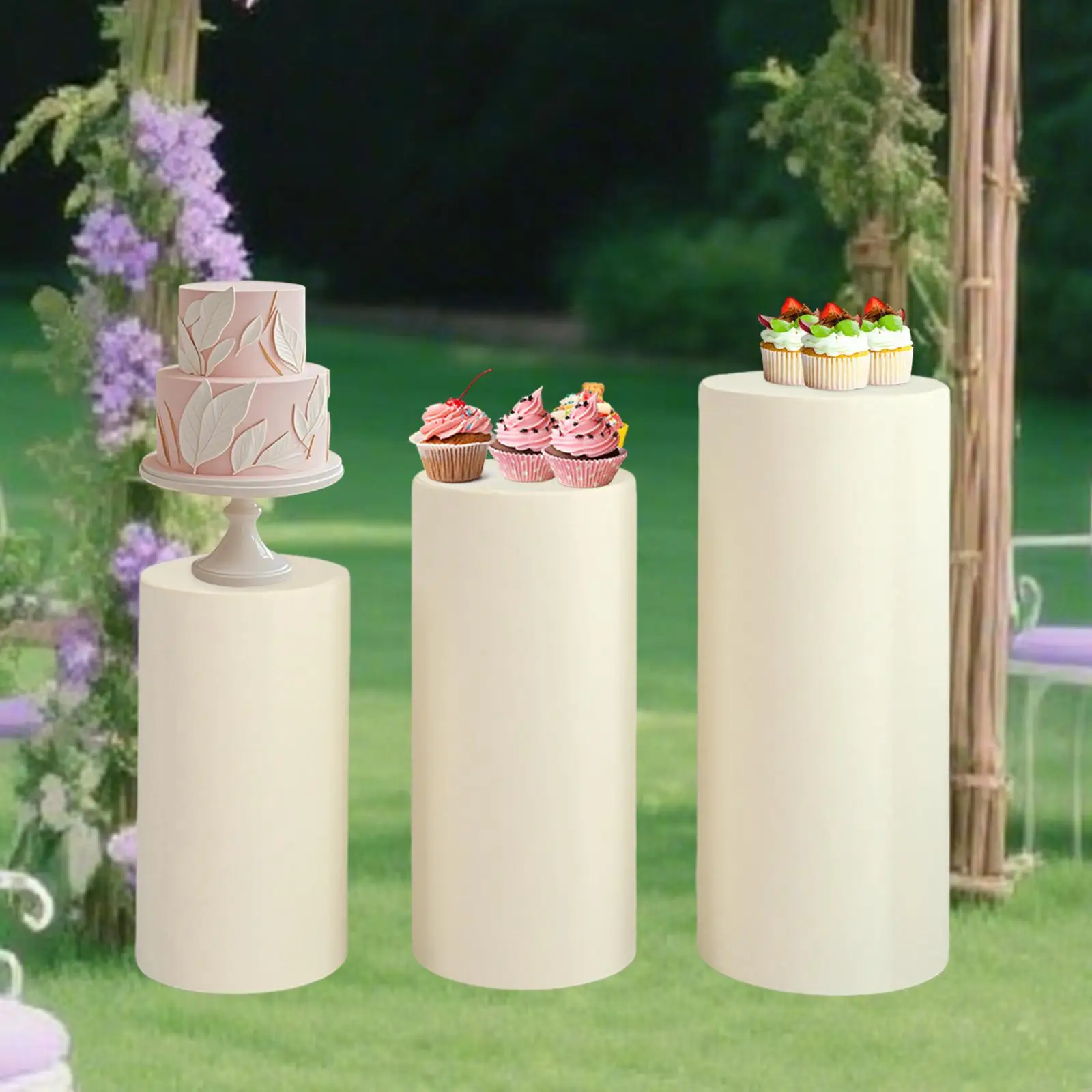 

Cylinder Dessert Pedestal Cover Background for Anniversary Birthday Party