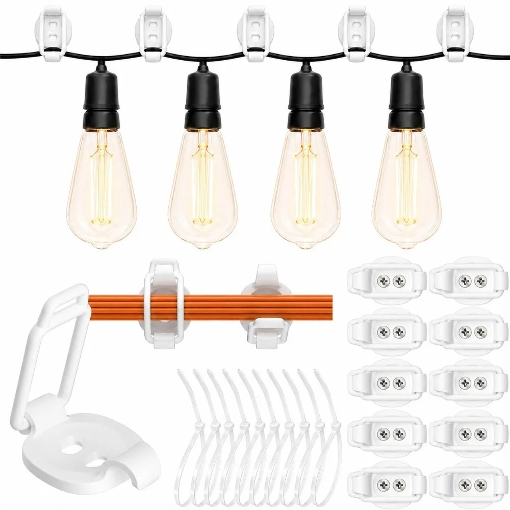 1 Set Self-Adhesive Outdoor Light Hanger Clip Tool-Free Installation Weather Resistant Light Hanging Clip Strong Adhesion