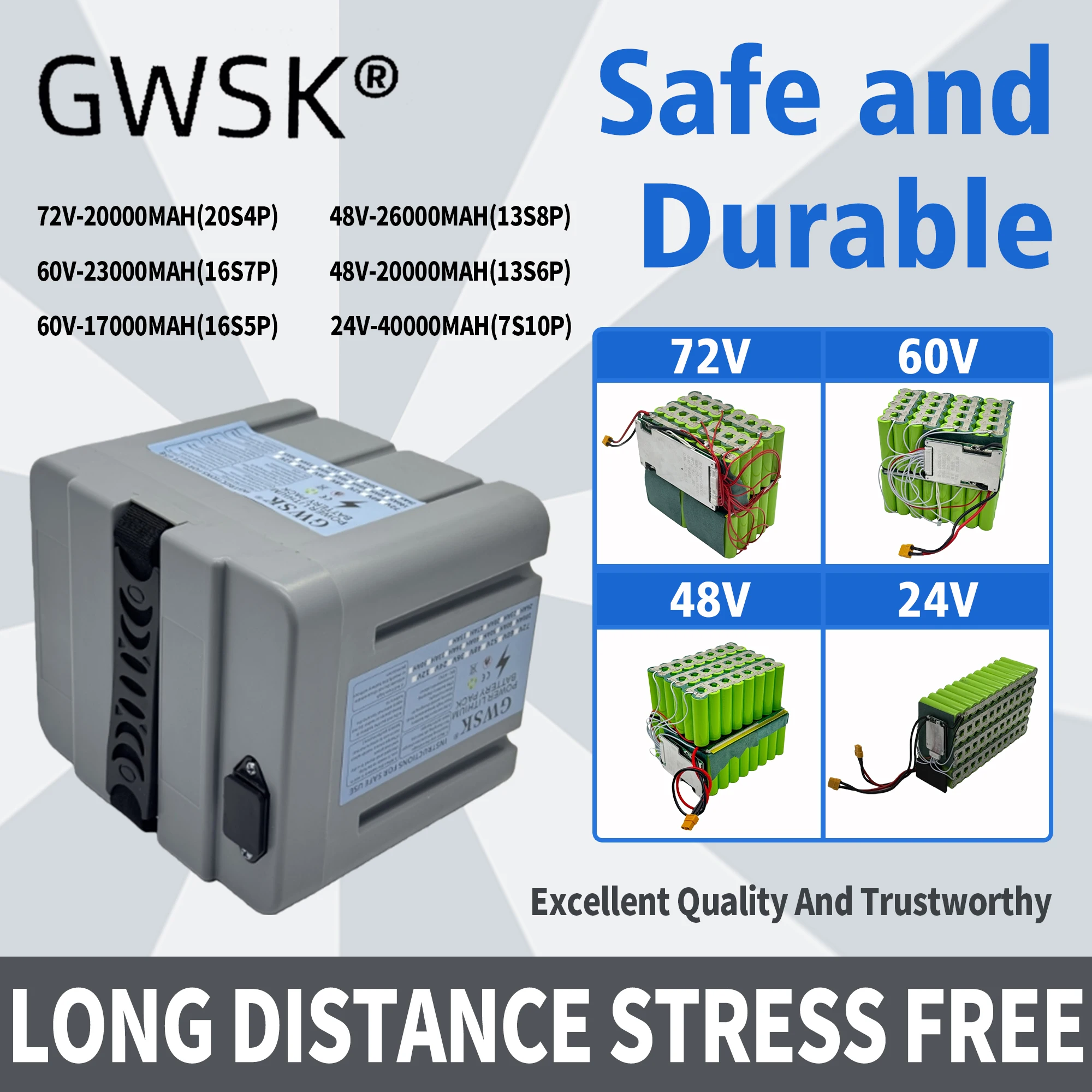 

24V/60V/72V， Handheld design small white box 18650 lithium-ion battery,shipped within 24 hours,true capacity, suitable for 3000W