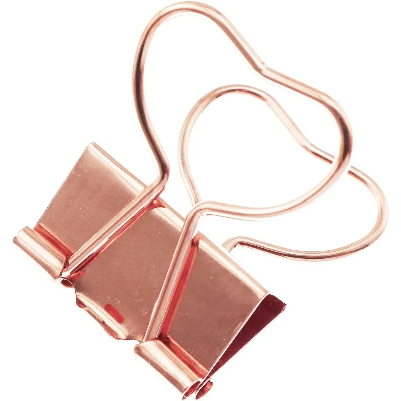 10Pcs Cute Heart Flower Shaped Paper Clip Rose Gold Metal Binder Clips for Book Decorative Clip Notes Letter Binding Clips