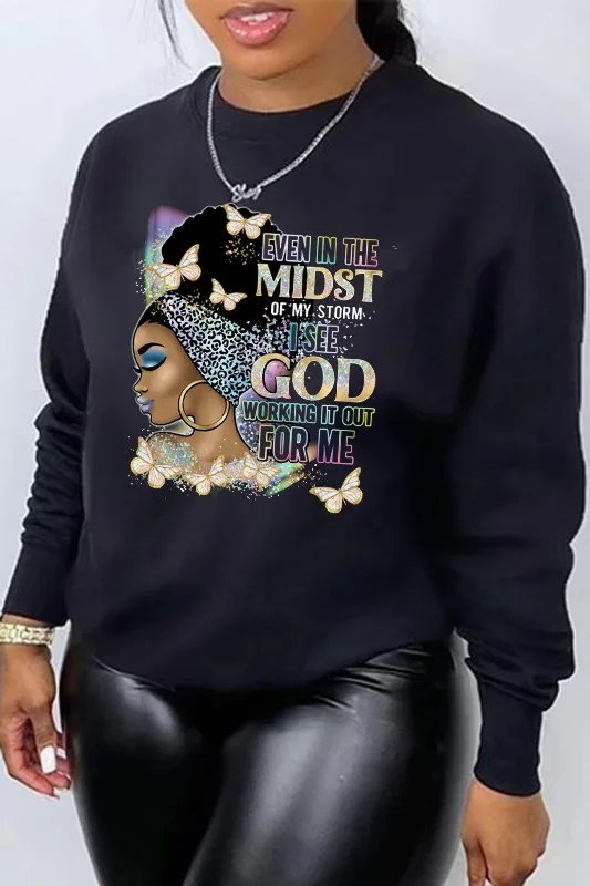 Camisola de manga comprida gola redonda, blusa casual, estampa fashion, Europa e América, outono e inverno, novo estilo