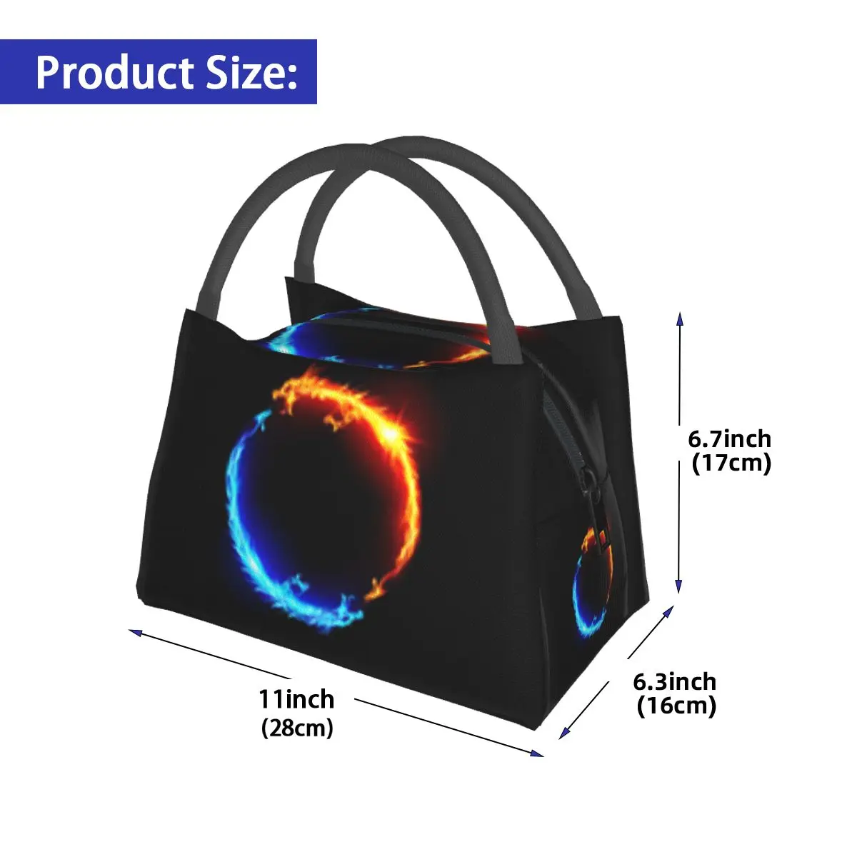 Red Fire Dragon Insulated Lunch Bag for Women Bento Storage Food Boxes Portable Container Cooler Thermal Lunch Box Tote