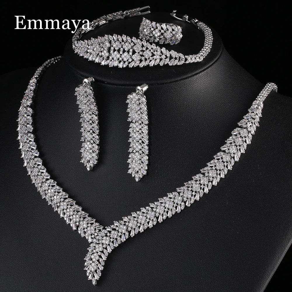 Emmaya Fashion Statement Elegant Cubic Zircon Jewelry Set For Female Luxury Style Bridal Wedding Party Fascinating Dress-Up