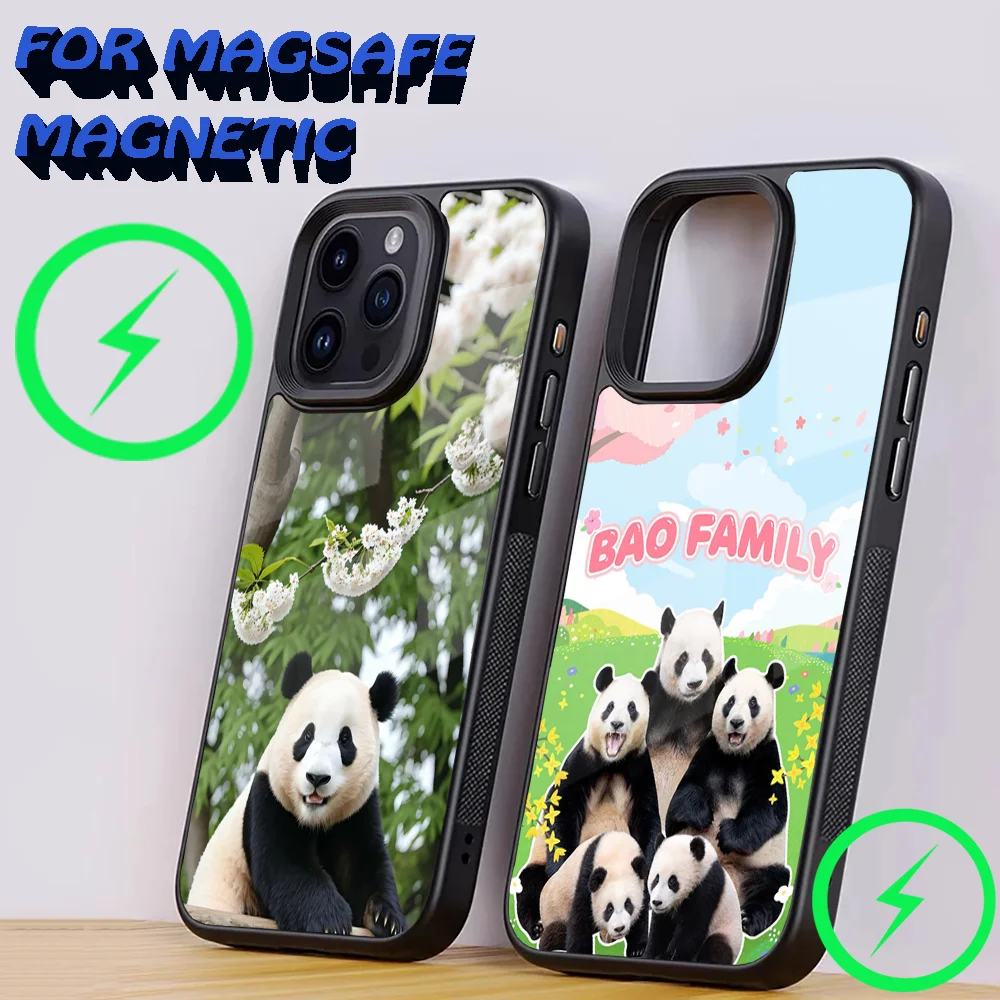 Fubao Panda Phone Case For iPhone 16,15,14,13,12,11,Plus,Pro,Max Mini Magsafe Magnetic Wireless Charging