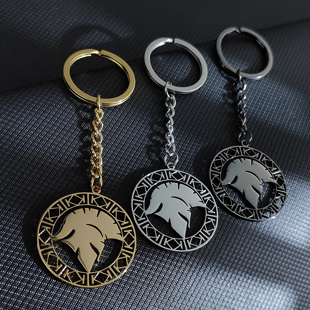 

Roman Helmet Warrior Greek Gladiator Keychain Stainless Steel Jewelry Pendant Key Chains Gifts Men's Car Accessories