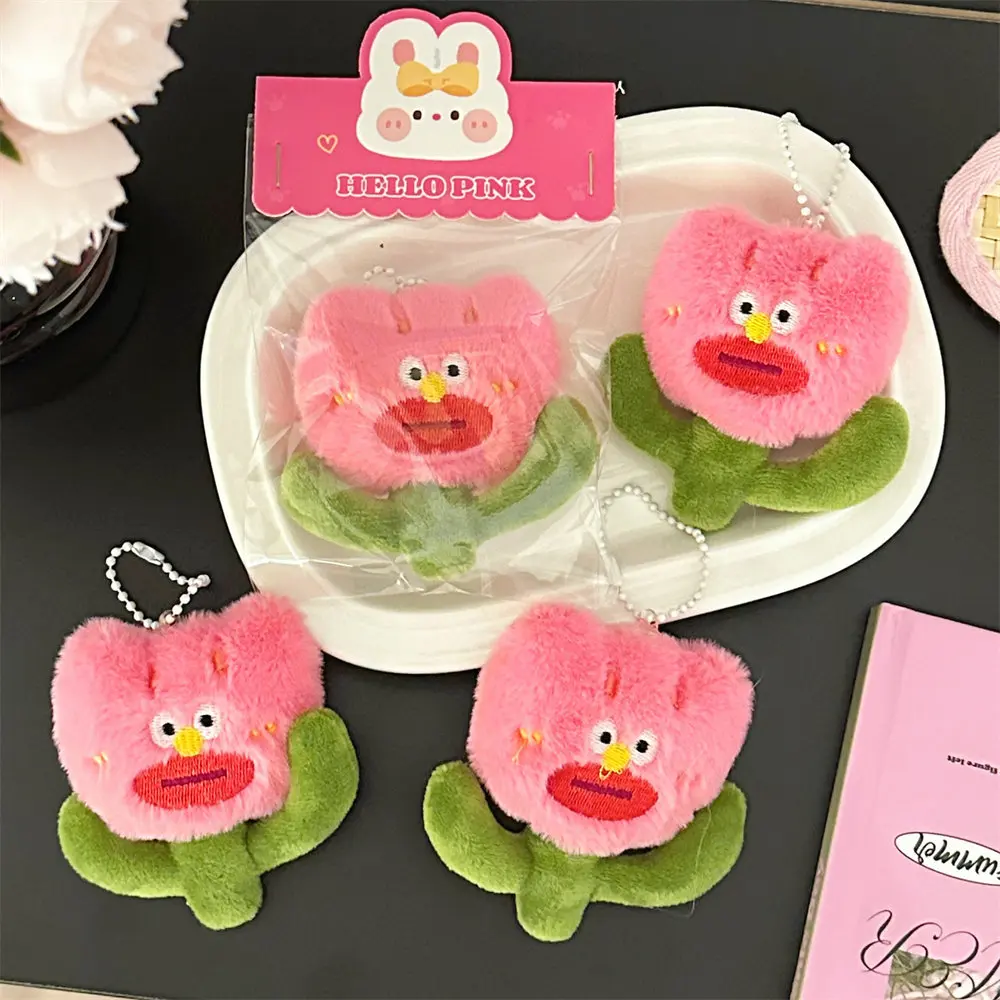 5pcs ins kleine frische Wurst Mund Blume Plüsch Puppe Schlüssel anhänger Anhänger kreative niedliche Blume Rucksack Dekoration Anhänger