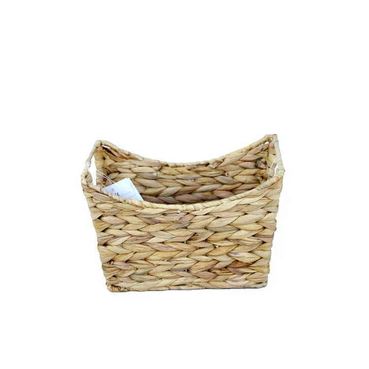 Custom boat-shaped natural water hyacinth straw storage basket household sundries storage basket storage basket