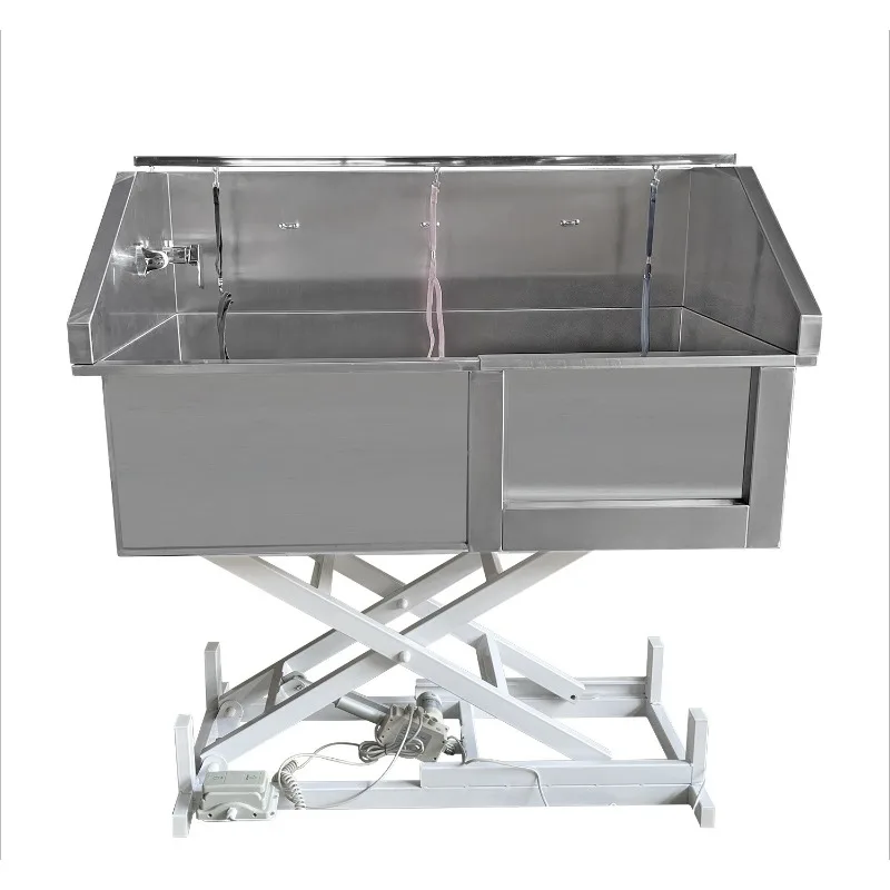 Pet bath, stainless steel electric lift cat and dog cleaning pool, enlarged and deepened sink pet store dog washing pool