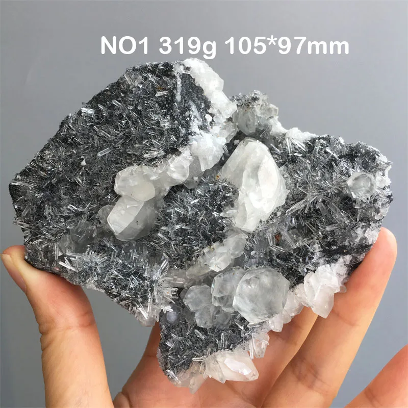 Natural Calcite (Fluorescence) And White Acicular Crystal Quartz Symbiosis Mineral Specimen Healing Stone Home Decor Collection