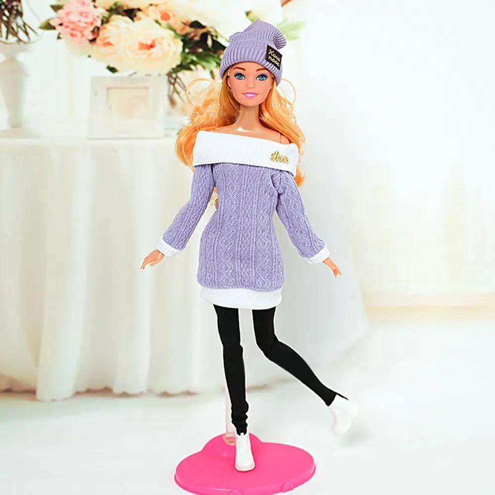 1 Set Casual Sweaters Pants Shoes Hats Set for 1/6 Doll Winter Wear Girl Doll Wearing Set For 29~32cm Doll Clothes Accessories