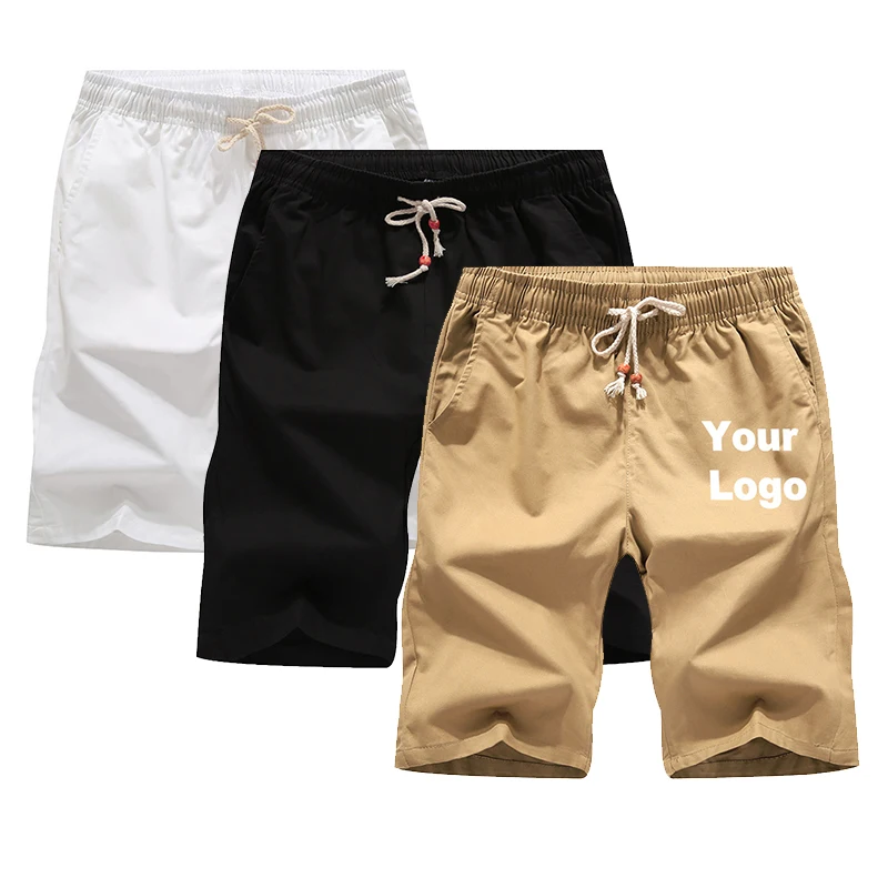 Custom Logo Casual Shorts Men\'s Summer Pants Cotton Loose Breathable Cargo Pants Large Shorts Beachwear