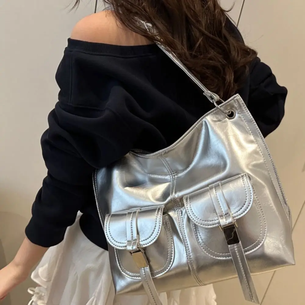 

Casual Korean Style Multi-Pouch Tote Bag Large Capacity Fashionable PU Underarm Bag Handbag Minority Design Shoulder Bag Travel