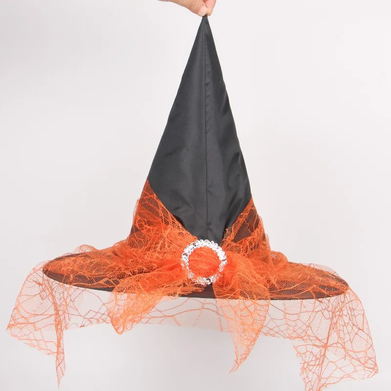 หมวกแม่มดพร้อมดีเทลหัวเข็มขัดผ้าทูลล์ลายดาว - อุปกรณ์เสริมเครื่องแต่งกายฮาโลวีนสำหรับคอสเพลย์และเครื่องประดับศีรษะสำหรับงานปาร์ตี้ธีมต่างๆ