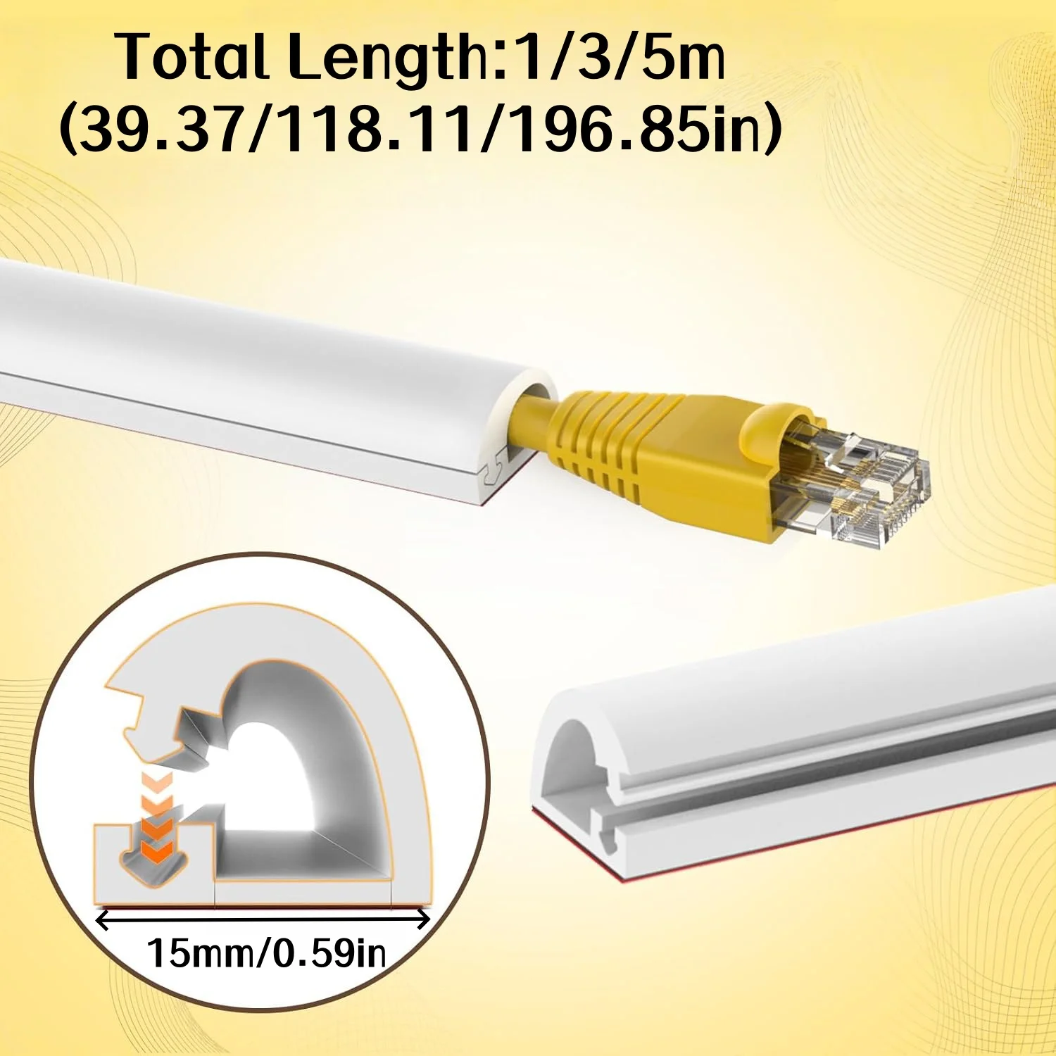 1PC 1/3/5m Cord Management Channel,Invisible Decorative Wire Cover, Anti-Step Protector, Adhesive Cable Raceway