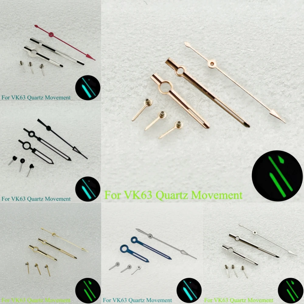 Blue Green Luminous Modification Parts for VK63 VK64 Movement Multi-function Chronograph Pointer for Seiko Daytona Watch Hands