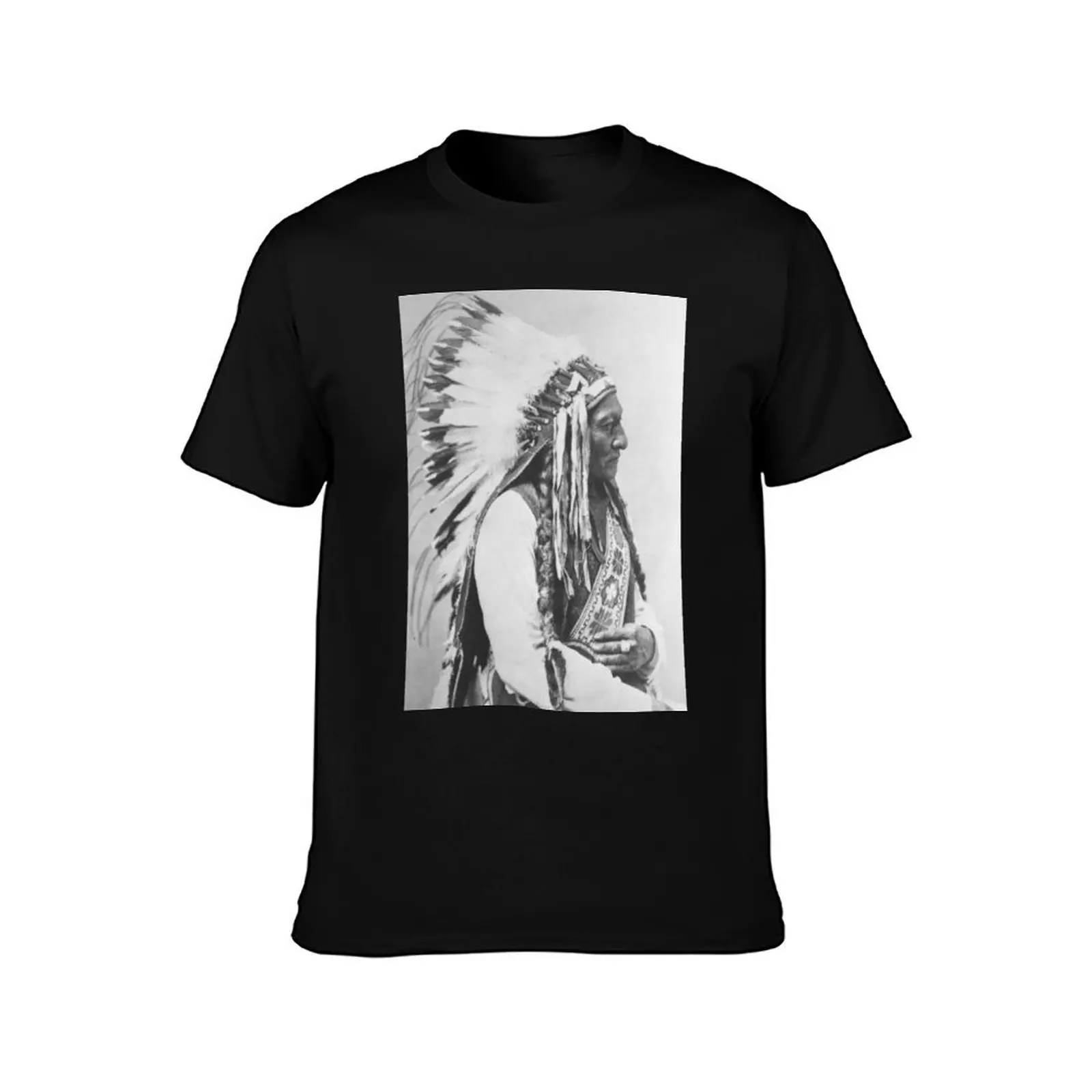 Chief Sitting Bull T-Shirt, Summer Casual Cotton Tee, Oversized Streetwear Tops, Vintage Graphic Print, Loose Fit Short Sleeve