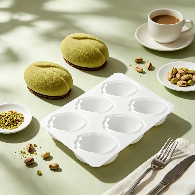 Realistic Pistachio With Shell Design Mold 6 Grid Silicone Mousse Cake Chocolate Mould Kitchen Food Grade Bakeware Tools