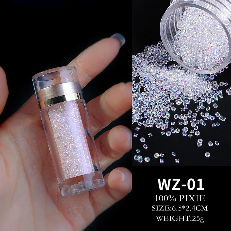 3D Nail Art Crystals for Design Glitter DIY Glass Microbeads Mixed Drill Tip Bottoming Microdrill Nail Ornaments Glass Beads