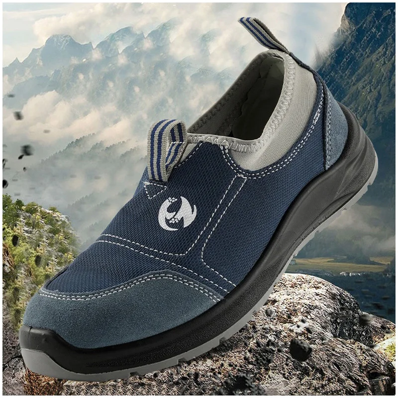 

Мужские повседневные стальные носки большого размера, защитная обувь, летние рабочие ботинки без шнуровки, защитные кроссовки для рабочих на открытом воздухе, защитная обувь