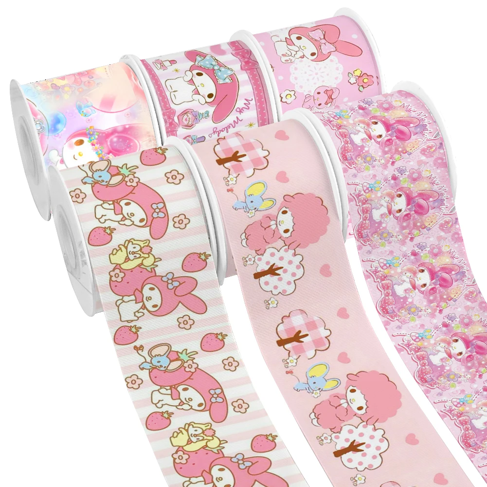 Japanese Sanrio Cartoon My Melody Design Printed Grosgrain Satin Ribbon for Gift Wrapping Hair Bow 50 Yards