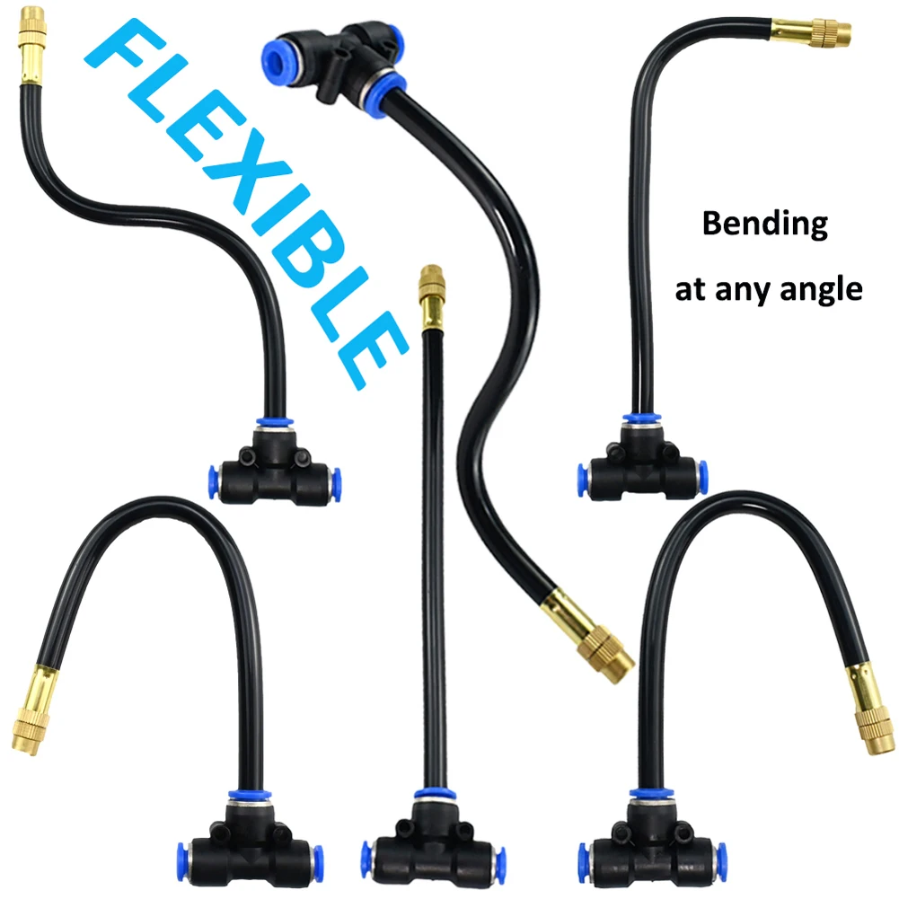 5M/10M Misting System Kit with 20cm Rotating Copper Nozzle Automatic Misting Watering Kit Adjustable 360 Degree Bend for Garden