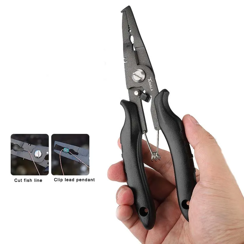 

Multifunctional Stainless Steel Jewelry Plier Selflocking Cutter PE Fishing Line open loop remove hook press lead Plier