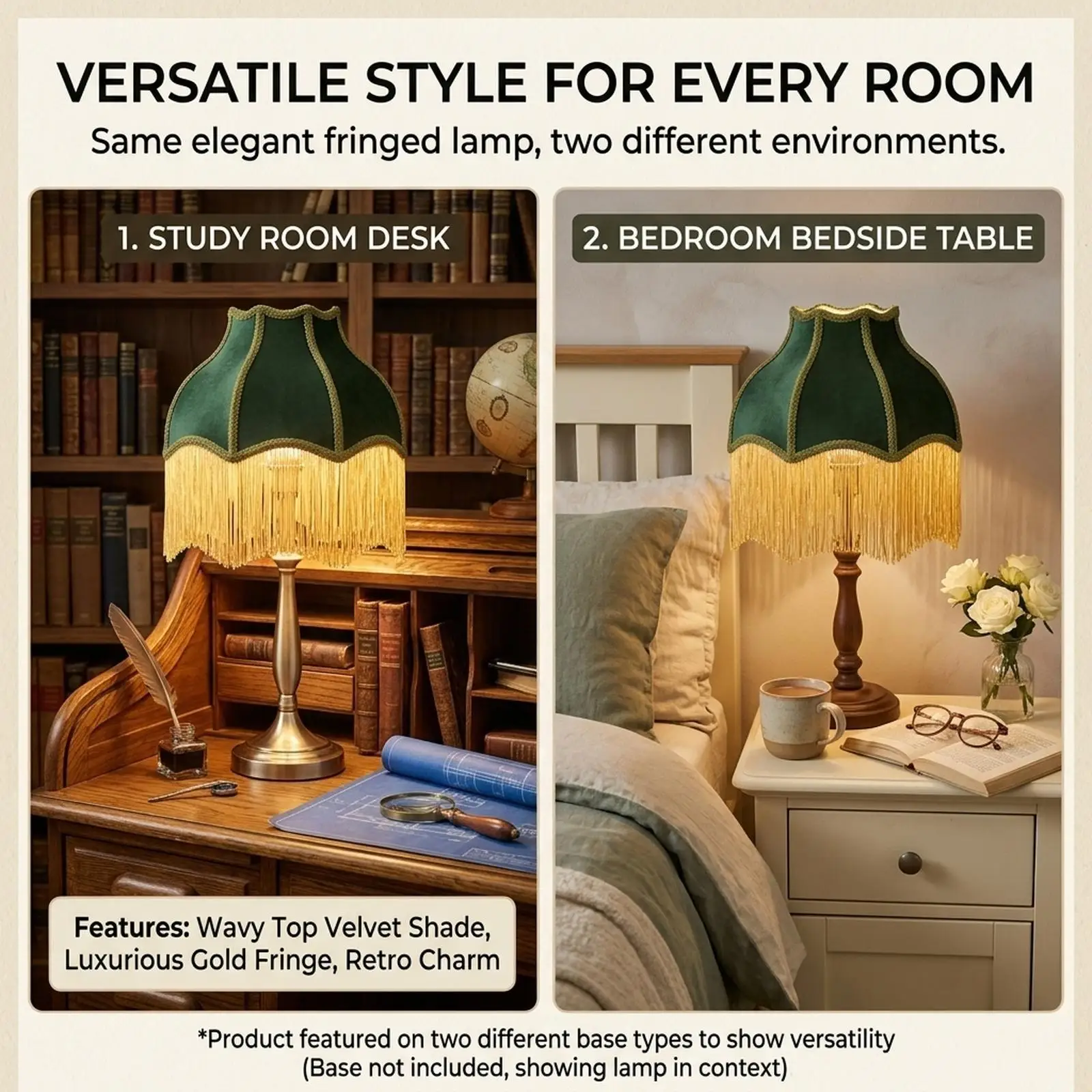 Decorative Bell Shape Scallop Lampshade, Romantic Velvet Lamp Shade for Chandeliers Hotel