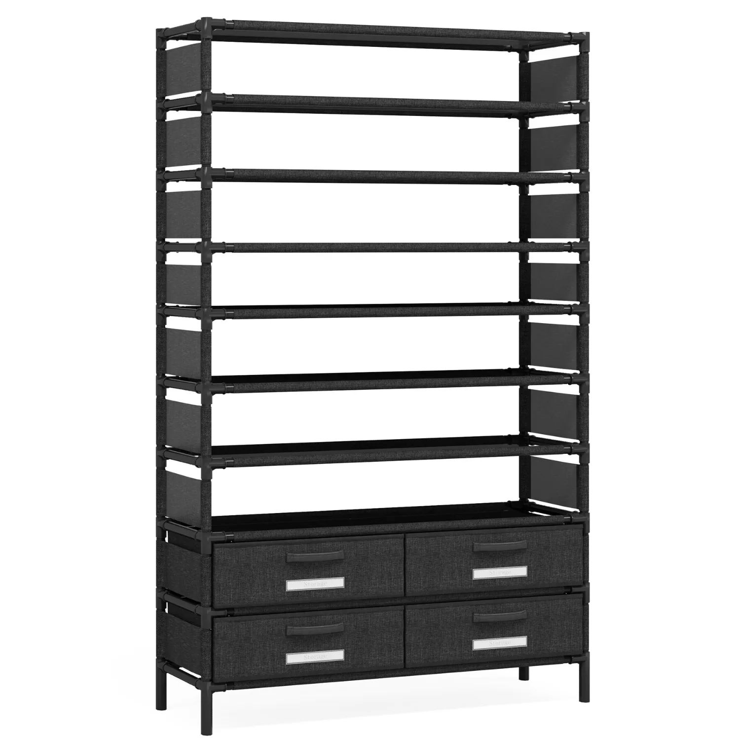 bookshelf with 4 Bins Drawers for Closet Entryway, Vertical Shoe Racks Free Standing wardrobes, clothes rack