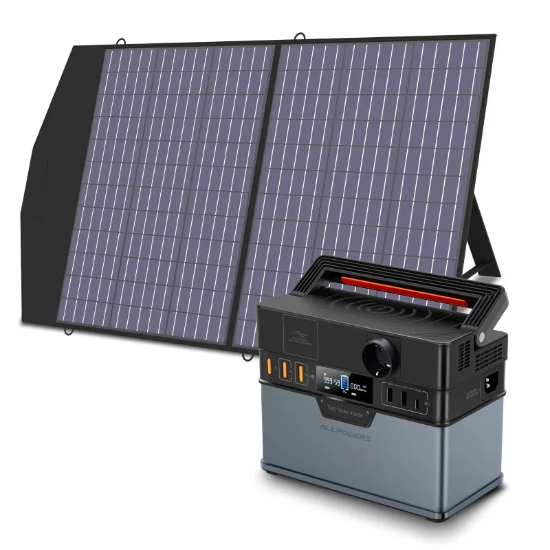 

230V/110V Portable Power Station 288Wh Solar Generator Emergency Backup Power With 18V 100W Foldable Solar Panel Outdoor Camping