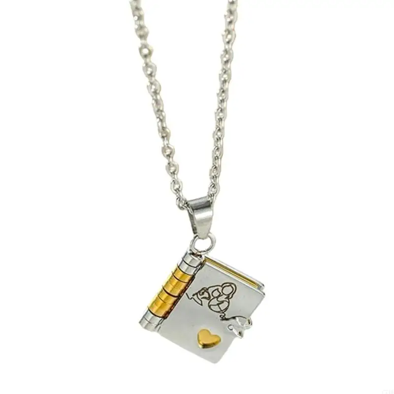 Steel Chapter Book Necklace For Granddaughter Creative Engraved Gift
