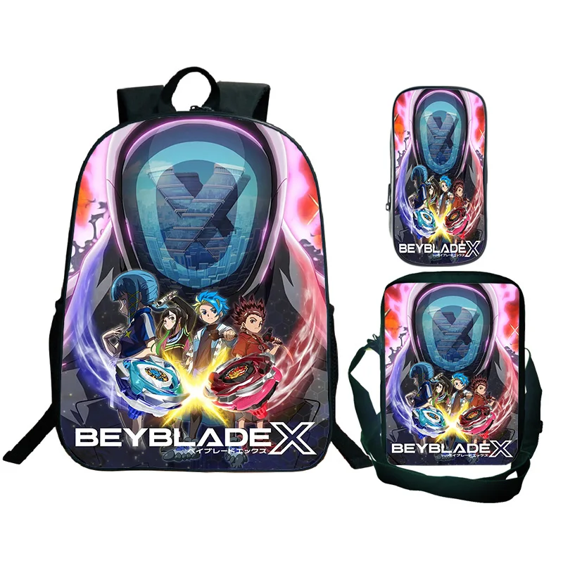 cartoon Beyblade Backpack Crossbody bag Pencil Case 3Pcs BEYBLADE X Student Pattern Schoolbag Teen Casual Backpacks Mochilas