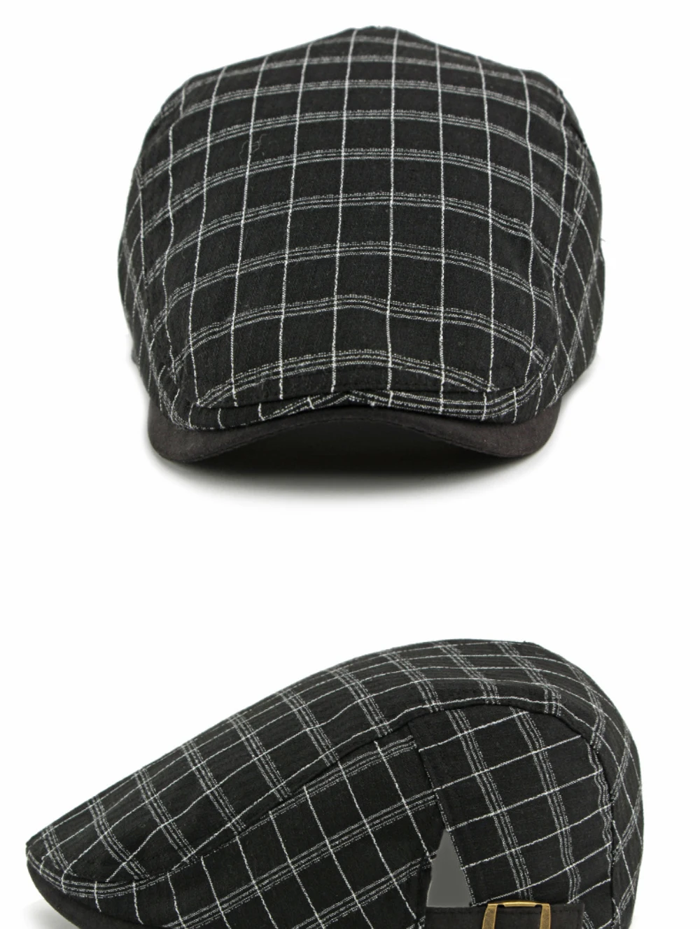 HT5057 Baskenmützen für Herren und Damen, Vintage Künstler-Mütze, Karierte Baskenmütze, Herren- und Damen-Flatcap, Frühling-Sommer Verstellbare Baskenmütze – Detail 8