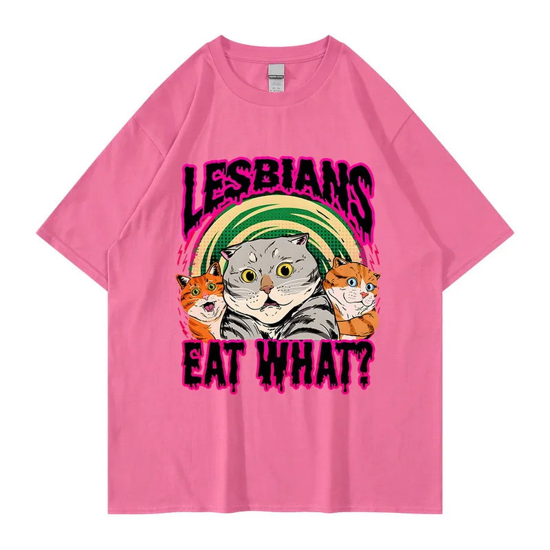 2022 Men Hip Hop T Shirt LESBIANS EAT WHAT Streetwear T-Shirt Cotton Hiphop Loose Tshirts Summer Short Sleeve Tees