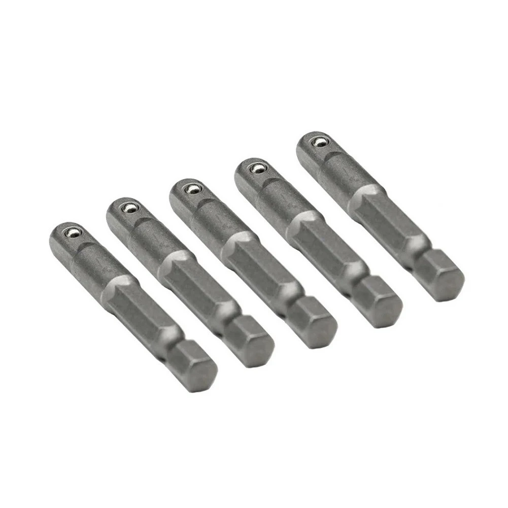 

Converter Socket Adapter Tools 1/4\" Hex Shank 1/4\" Square Drive 5pcs Chrome Vanadium Steel Converter Silver Socket Adapter