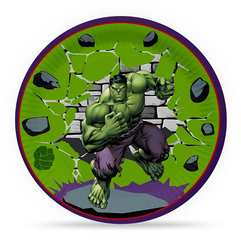 Disney Marvel Hulk Theme Chliden Birthday Party Paper Cup Paper Plate Cake Flag Brooch Disposable Decorate Baby Shower Supplie