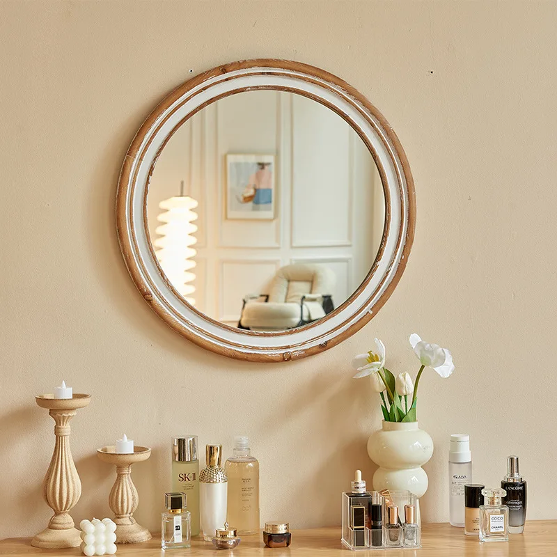 American porch wall mirror retro bedroom bathroom mirror Nordic toilet basin mirror toilet framed