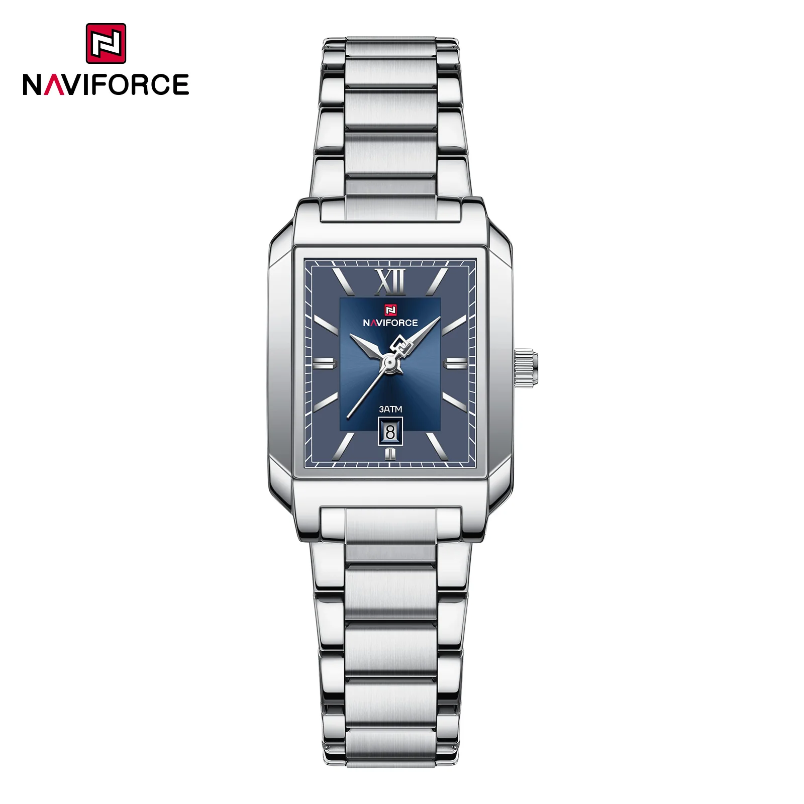 NAVIFORCE 9251 أزياء زوجين ساعات كوارتز أنيقة التقويم للماء الفولاذ المقاوم للصدأ حزام الأعمال عارضة الرجال النساء ووتش