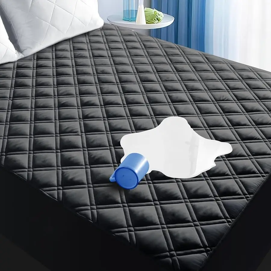 

Queen Mattress Protector, Breathable Waterproof Mattress Pad Co er Fitted Deep Pocket 8"-21", Soft Noiseless Mattress Co er Wash