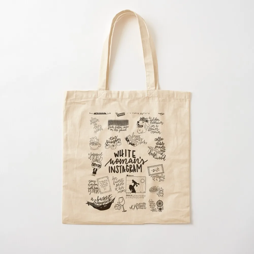 

White Woman's Instagram Tote Bag university shopper bag reusable shopping bag Woman shopper
