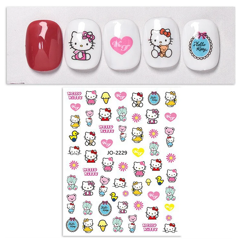 Sanrio HelloKitty 3D Nail Art Aufkleber Nagelaufkleber für Nägel Cartoon Hello Kitty Maniküre Design DIY Happy Accessoires